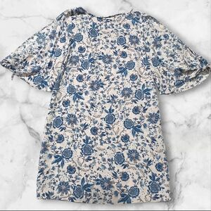 H&M Blue & White Floral Short Sleeve Dress Size 6 Spring Summer Easter  C72